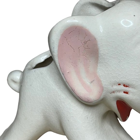 Vintage Ceramic Elephant Planter White 1940's - Picture 8 of 9